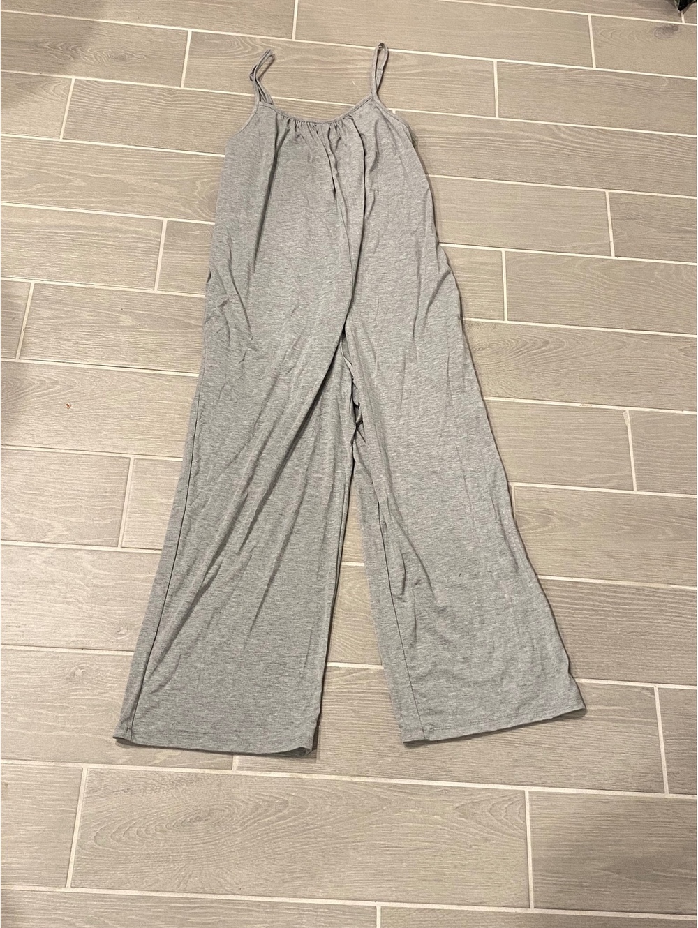 no comment Gray Wide Leg Jumpsuit with Adjustable Straps
